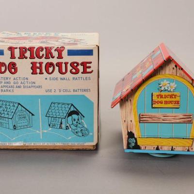 Sale Photo Thumbnail #415: Tricky Dog House tin litho toy w/ box