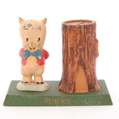 Cast Iron Porky Pig bank
