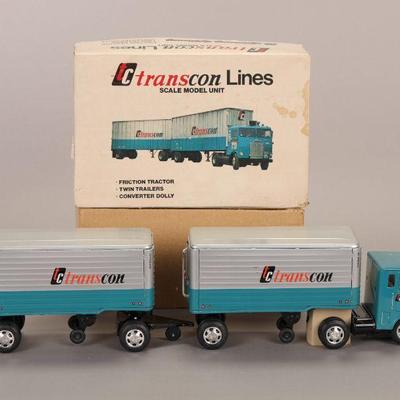 Transcon Lines semi truck & trailer-pressed steel w. box NOS