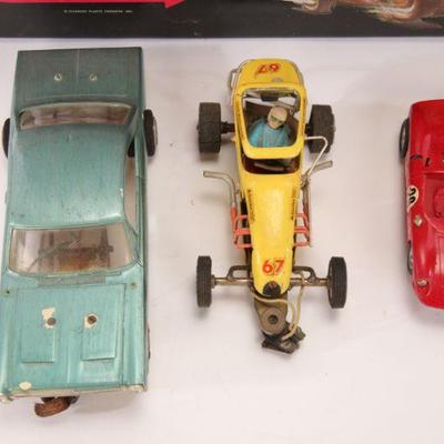 60s large scale slot cars w/ case, parts, tools