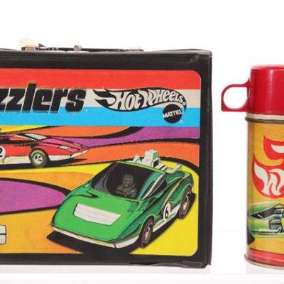 Sizzlers Hot Wheels vinyl lunch box & thermos