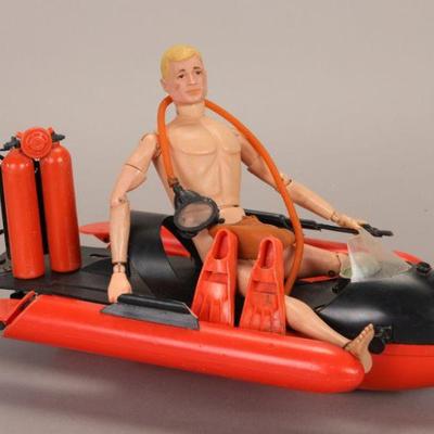 60s G.I. Joe 12" Action Figure with rescue boat
