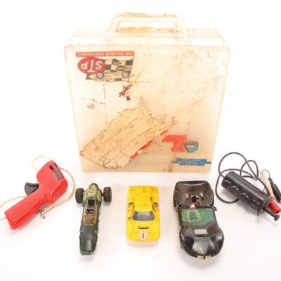 60s large scale slot cars w/ case, parts, tools