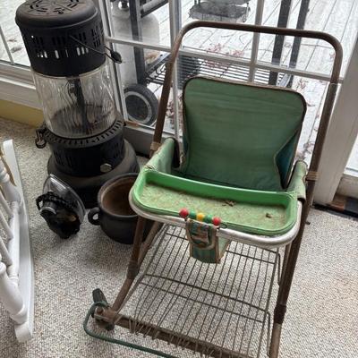Antique stroller, heater