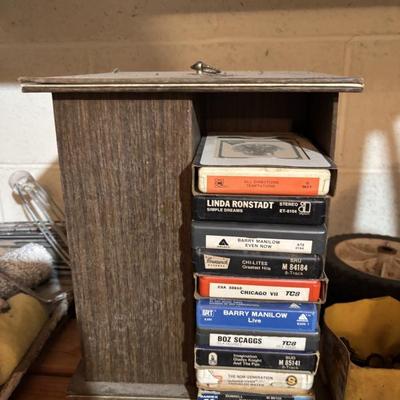 8 track tapes and rotating stand