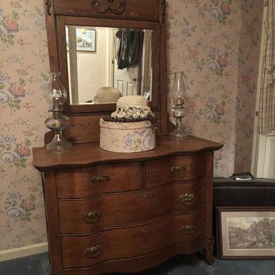 Antique oak dresser with mirror