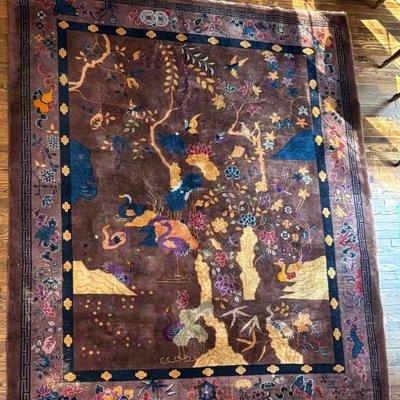 Chinese Art Deco rug. 1930s Nichols rug. About 9' x 8.5'