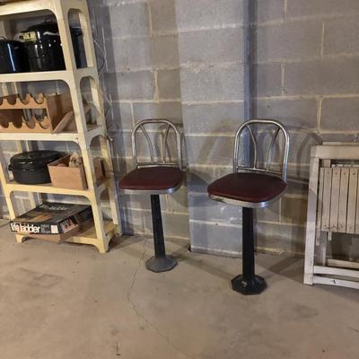 Vintage chrome counter stools with iron base