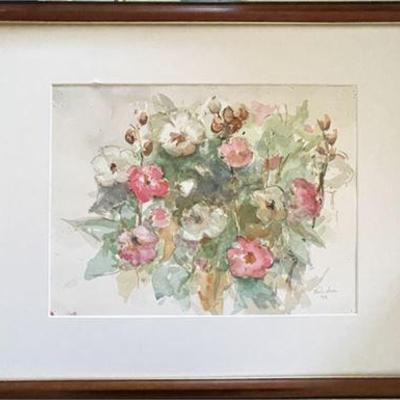 Lot 183   
Van Lom Signed Floral Study Watercolor