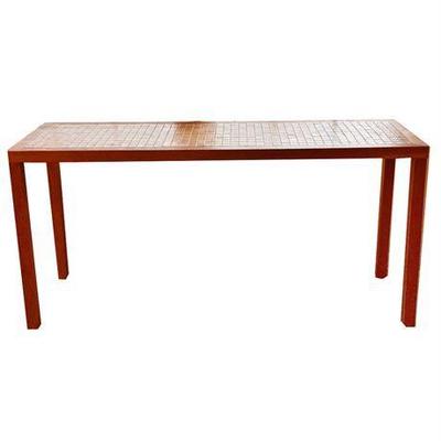 Mid-Century Teak & Tile Mosaic Console Table