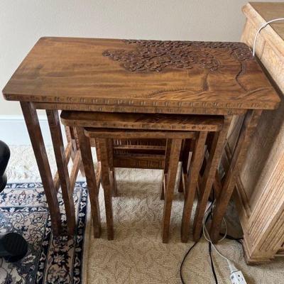 Available in Auction - Lot 27 - Carved wood nesting tables