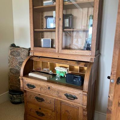 Available in Auction - Lot 26 - Roll Top Desk with Bookcase