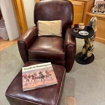 Flexsteel Leather chair and ottoman