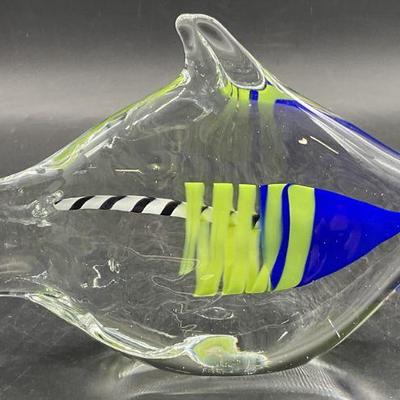 SUMTHIN FISHY Sig Art Glass Fish Figural Sculpture
