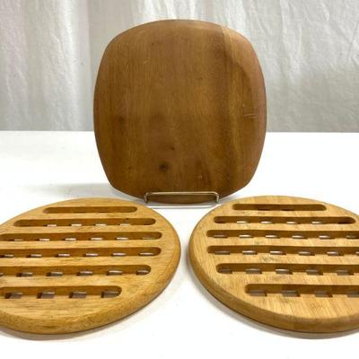 Lot 3 Assorted Wooden Trivets
