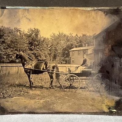 Antique Tintype Horse & Carriage Photograph
