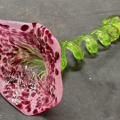 Vintage Signed Purple Art Glass Flower Figural