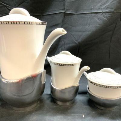 ICEBERG Set 3 Prc Coff Pot Creamer & Sugar Dishes
