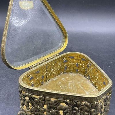 Vintage 24 KT Gold Plated Ormolu Jewelry Box
