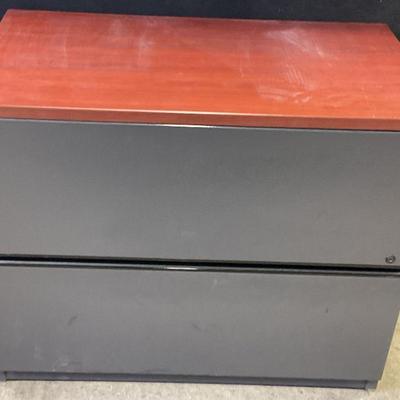 Lateral File Cabinet W/ Cherry Toned Top
