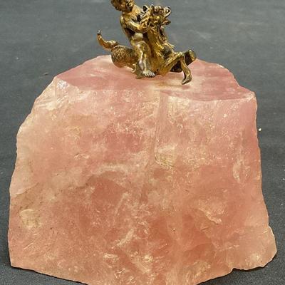Salvatore Raciti Gilt Cherub Figural on Quartz
