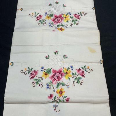 Group Lot Floral Embroidered Pillowcases
