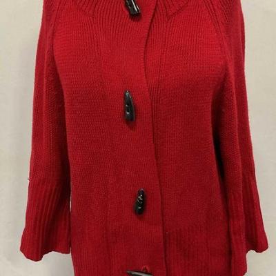 FM Felice Red Wool Blend Cardigan Sweater
