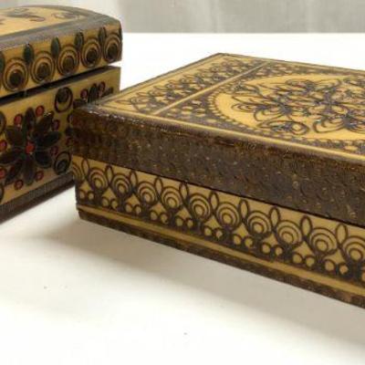 Lot 2 Vintage Wooden Jewelry Boxes POLAND
