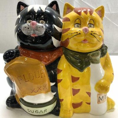 AMBIANCE COLLECTIONS Cats Porc Cookie Jar W Lid
