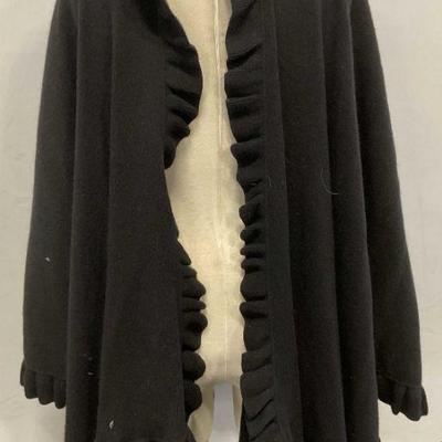 Saks Fifth Avenue Black Merino Wool Shawl
