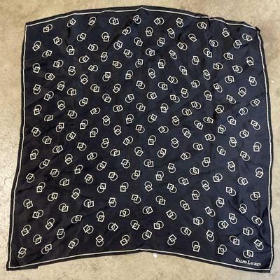 Ralph Lauren Black Graphic Print Silk Scarf
