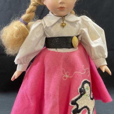 Vintage Morning Porcelain Doll with Poodle Skirt
