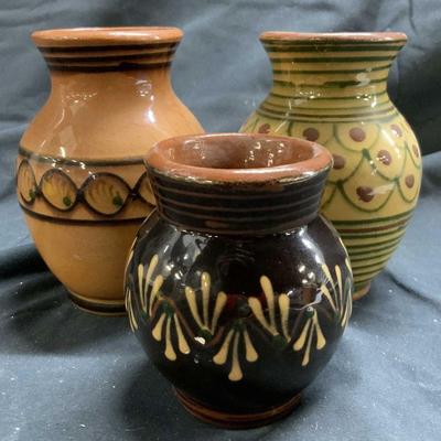 Lot 3 Assorted Hand Crafted Vases Vessels
