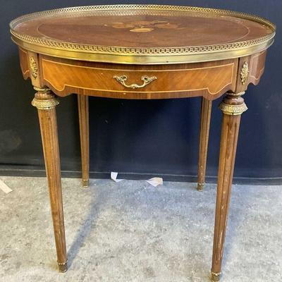 Louis XVI Style Inlaid Floral Circular Table, Sp
