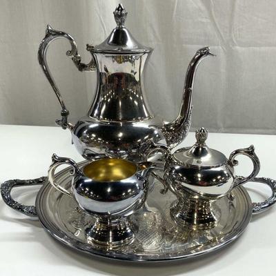SHERIDAN Set 4 Silver On Copper Tea Service
