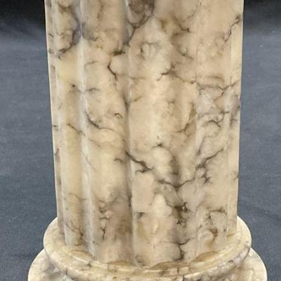 Vintage Carved Alabaster Column Vase, Italy
