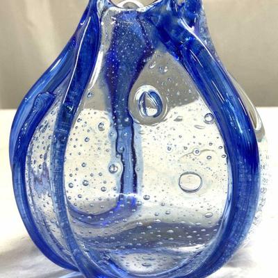 Hand Blown Bubble Art Glass Vessel
