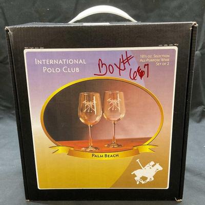 Intrntl Polo Club Palm Beach Wine Glasses NIB
