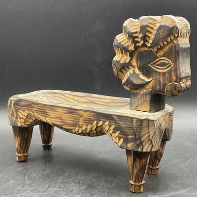 Vintage Carved Wood Sheep Figural Bowl Vessel

