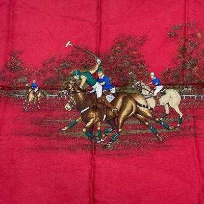 Red Silk Horse Polo Player Scarf
