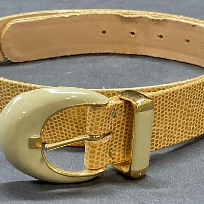St John Beige Reptile Leather Belt
