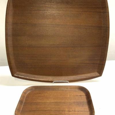 Fanerprodukter NYBRO 2 Vtg Teak Serv Trays SWEDEN
