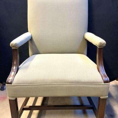 Vintage Upholstered End Chair W Wood Frame
