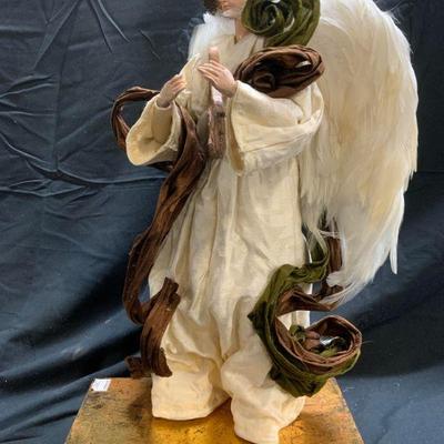 Female Angel W Lyre Figure W Giltwood Base

