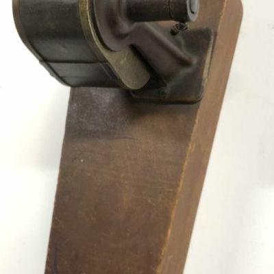 Vintage Wood & Metal Wall Mount Pencil Sharpener
