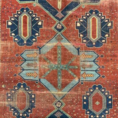 Antique Handmade Tribal Kazak Wool Area Rug
