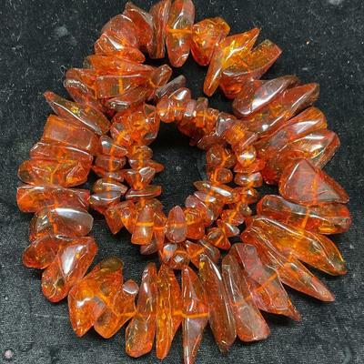 Vintage Chunky Amber Beaded Necklace
