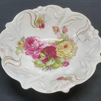 Vintage Signed German Porcelain Floral Bowl
