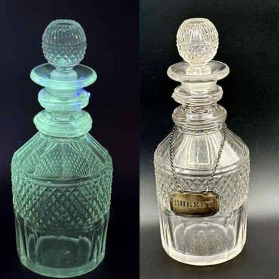 Antique Decanter W Sterling Silver Sherry Label
