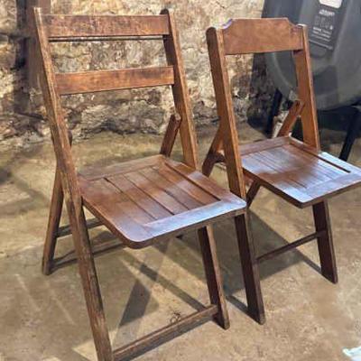 (2) Vintage Wood Folding Chairs
